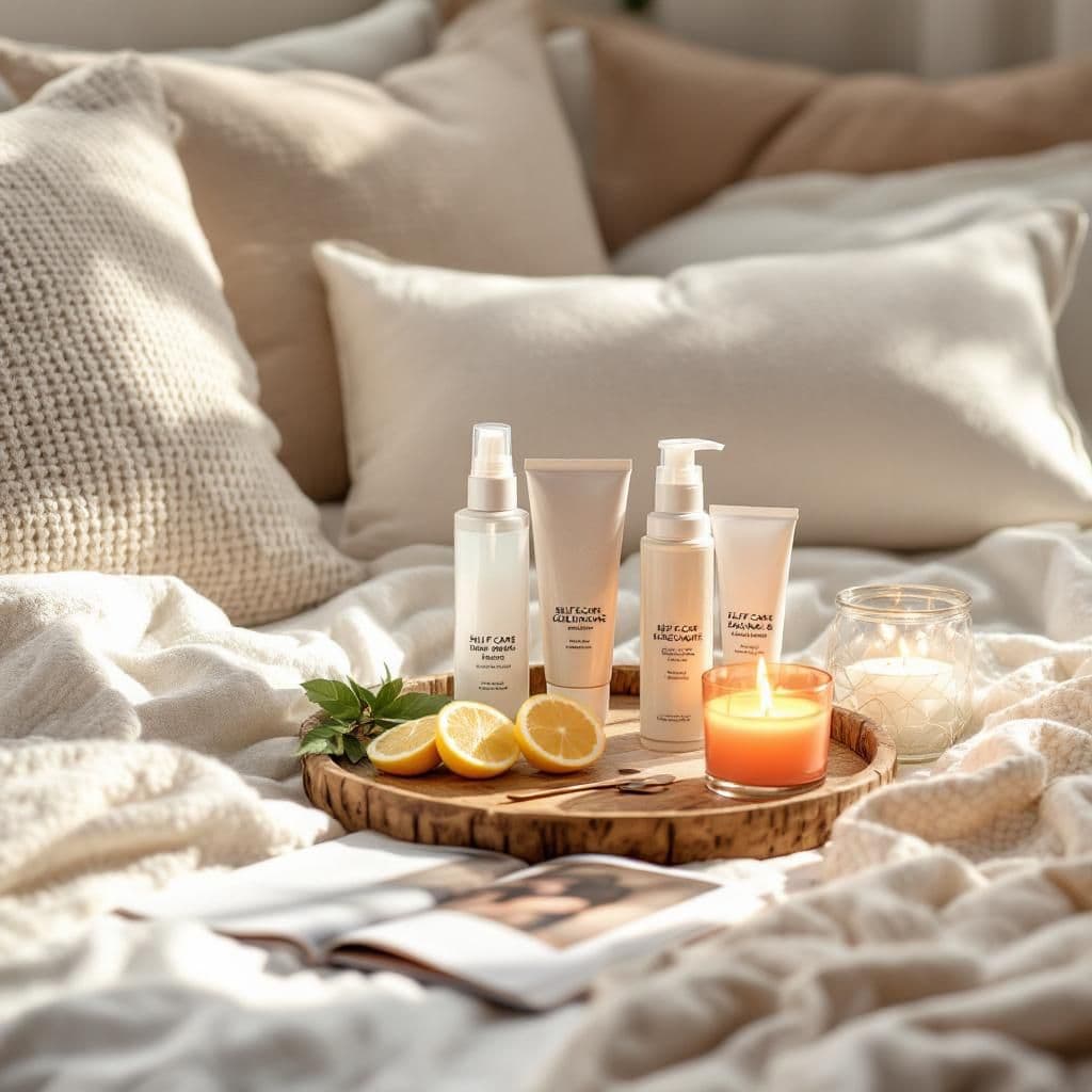 Self-Care Sunday - Lifestyle & Cozy candle photography idea