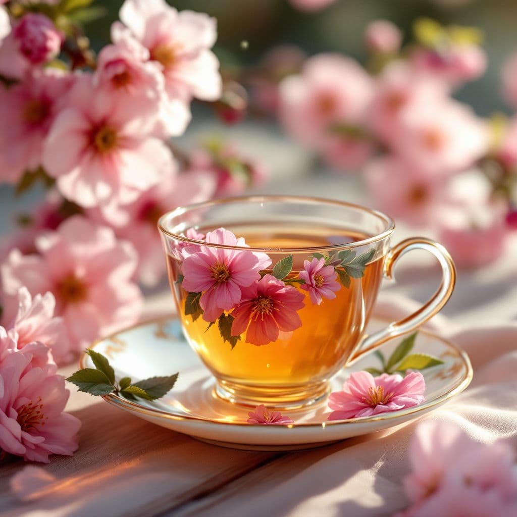 Spring Floral Tea - Seasonal & Holiday candle photography idea