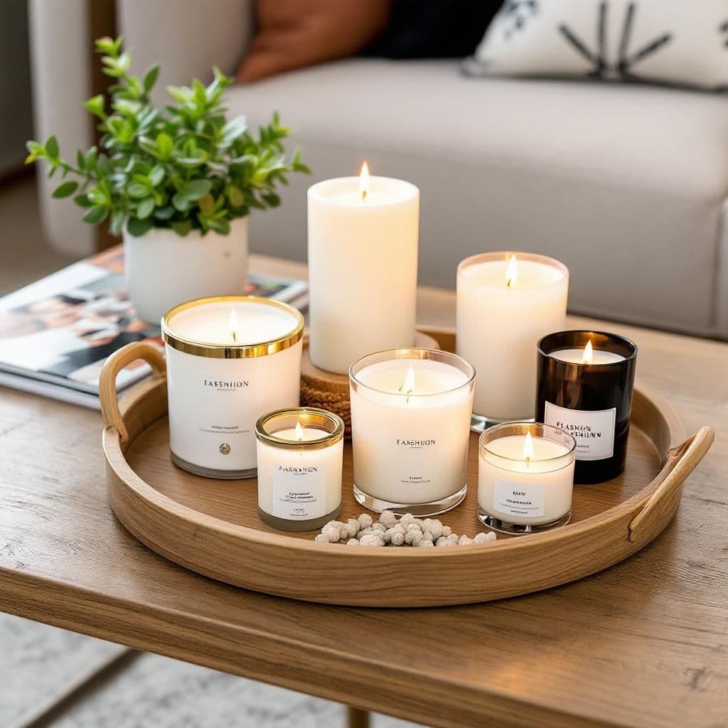 Coffee Table Styling - Lifestyle & Cozy candle photography idea