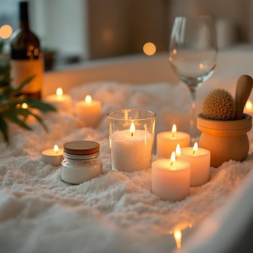 Bath Time Ritual - Lifestyle & Cozy candle photography idea