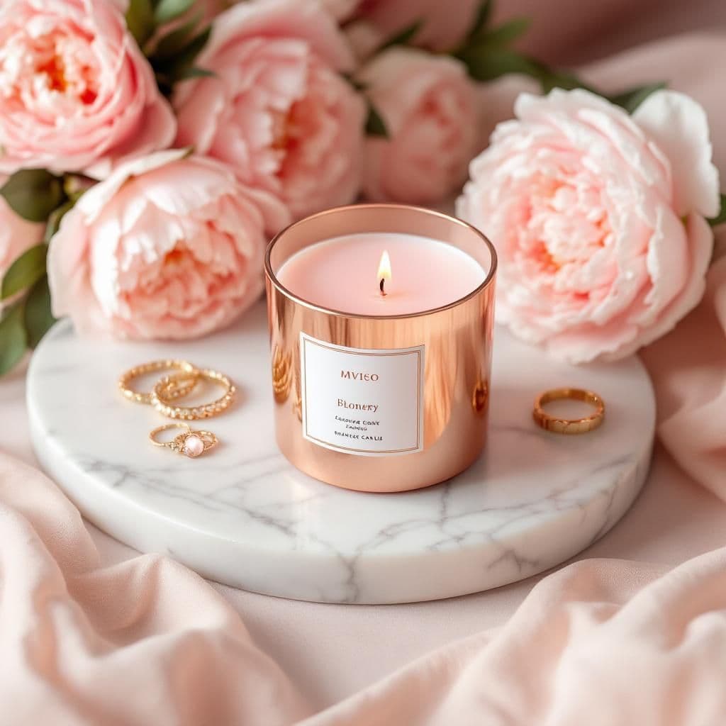 Rose Gold Luxury - Luxury & Spa candle photography idea