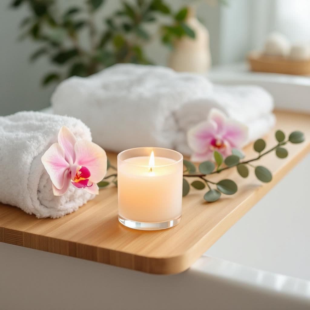 Bathroom Sanctuary - Luxury & Spa candle photography idea
