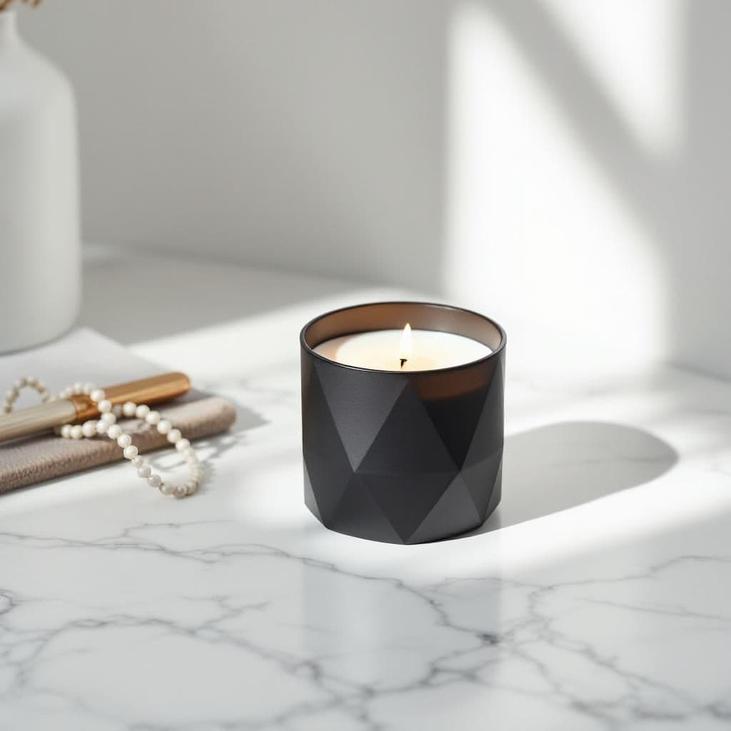 White Marble Elegance - Modern & Minimalist candle photography idea