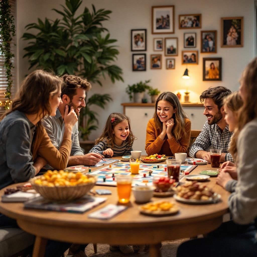 Family Game Table - Lifestyle & Cozy candle photography idea