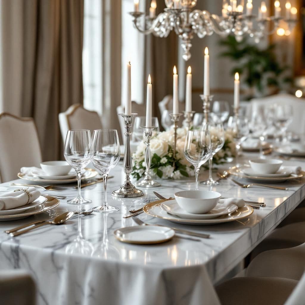 Marble Dining Table - Luxury & Spa candle photography idea