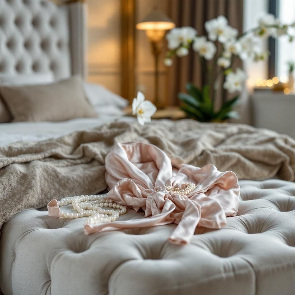 Tufted Ottoman - Luxury & Spa candle photography idea