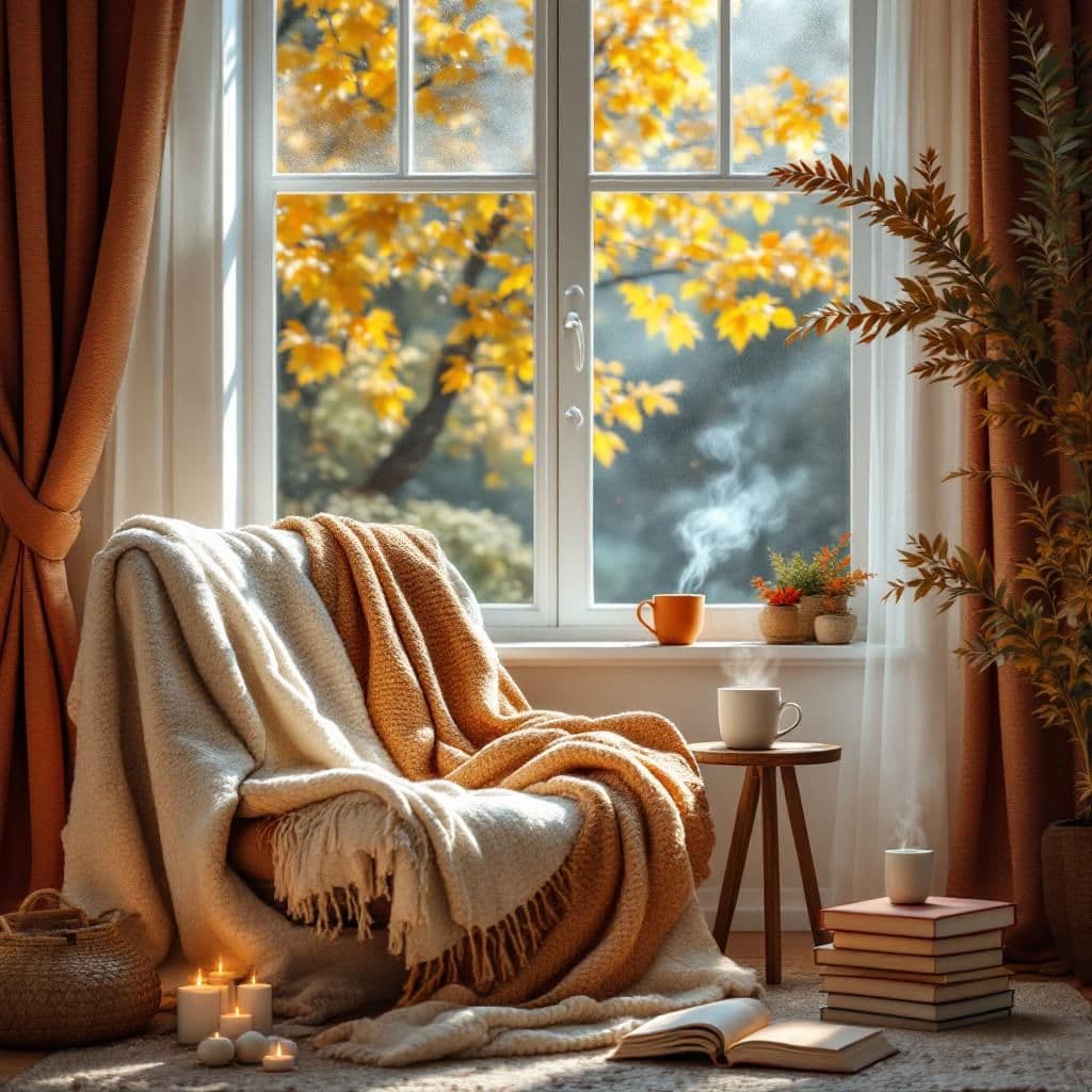 Autumn Reading Nook - Seasonal & Holiday candle photography idea