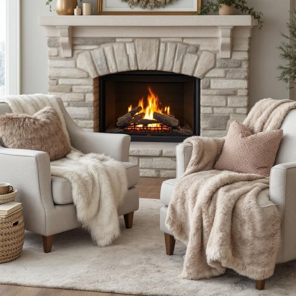 Winter Fireside Seating - Seasonal & Holiday candle photography idea