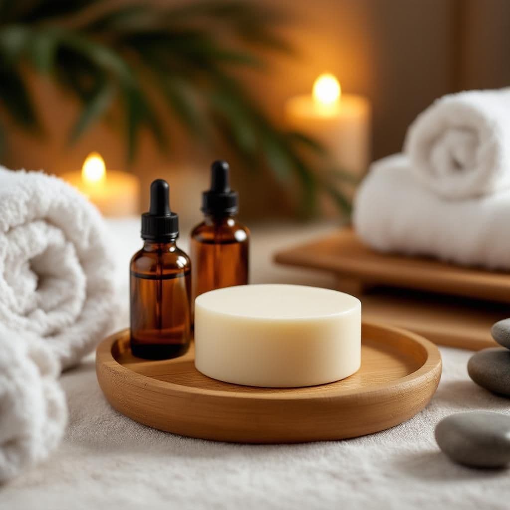 Spa Treatment Setup - Luxury & Spa candle photography idea