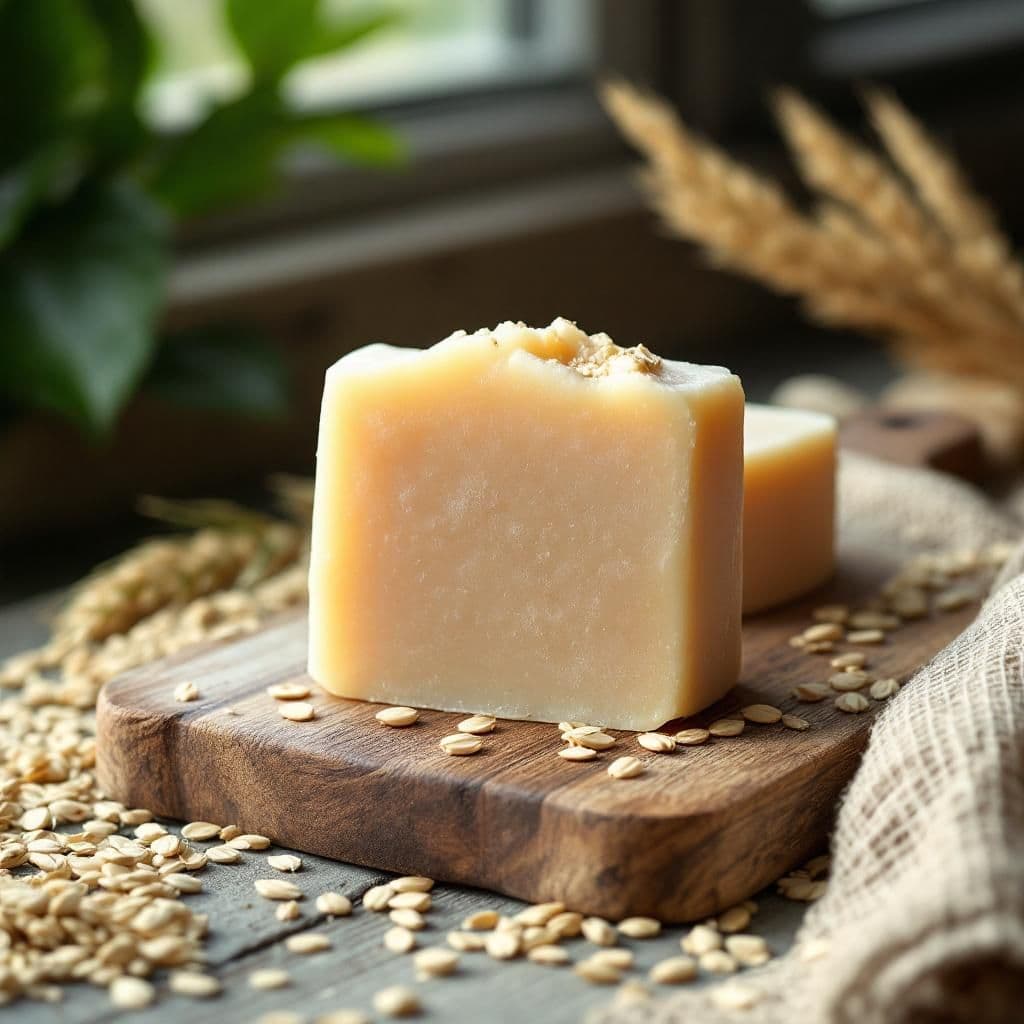 Handcrafted Oatmeal Soap - Rustic & Natural candle photography idea