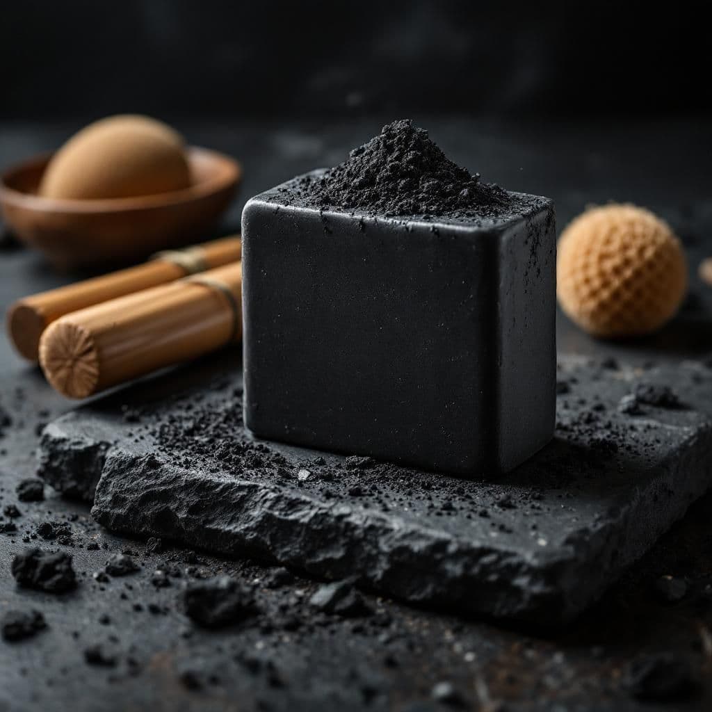 Charcoal Detox Bar - Rustic & Natural candle photography idea