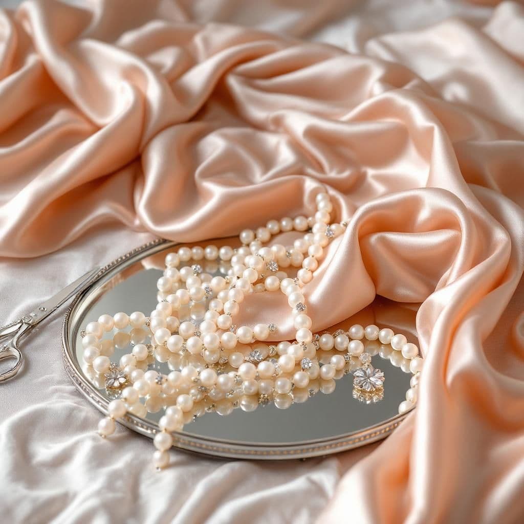 Satin & Pearls - Luxury & Spa candle photography idea