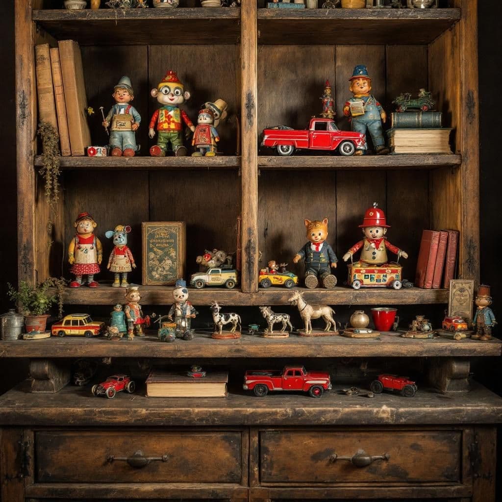 Vintage Toy Collection - Rustic & Natural candle photography idea